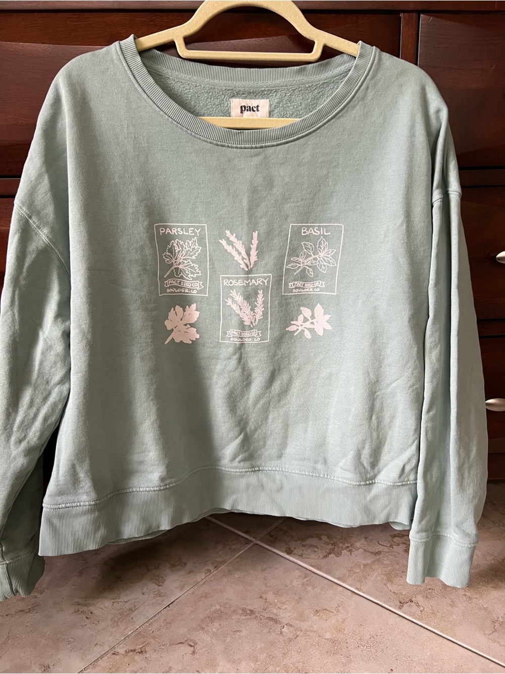 ‼️NWOT: Pact Organic Mint Herbs Long Sleeve Pullover Sweater - XL